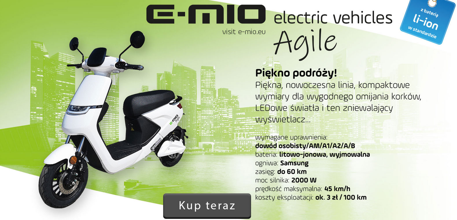  Agileskuter elektryczny E-mio